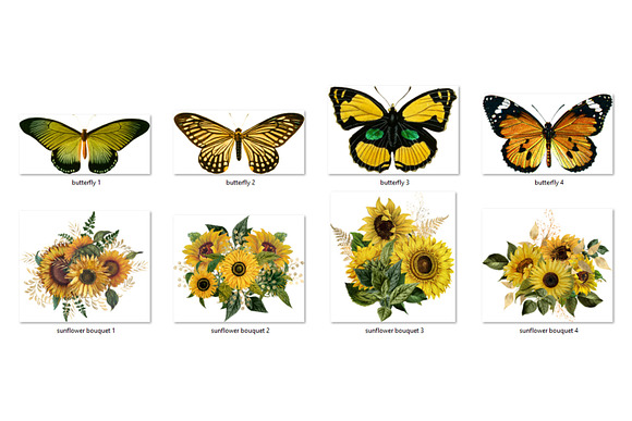 Gold Sunflower Bouquets in Illustrations - product preview 2