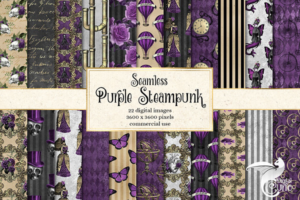 Purple Steampunk Digital Paper