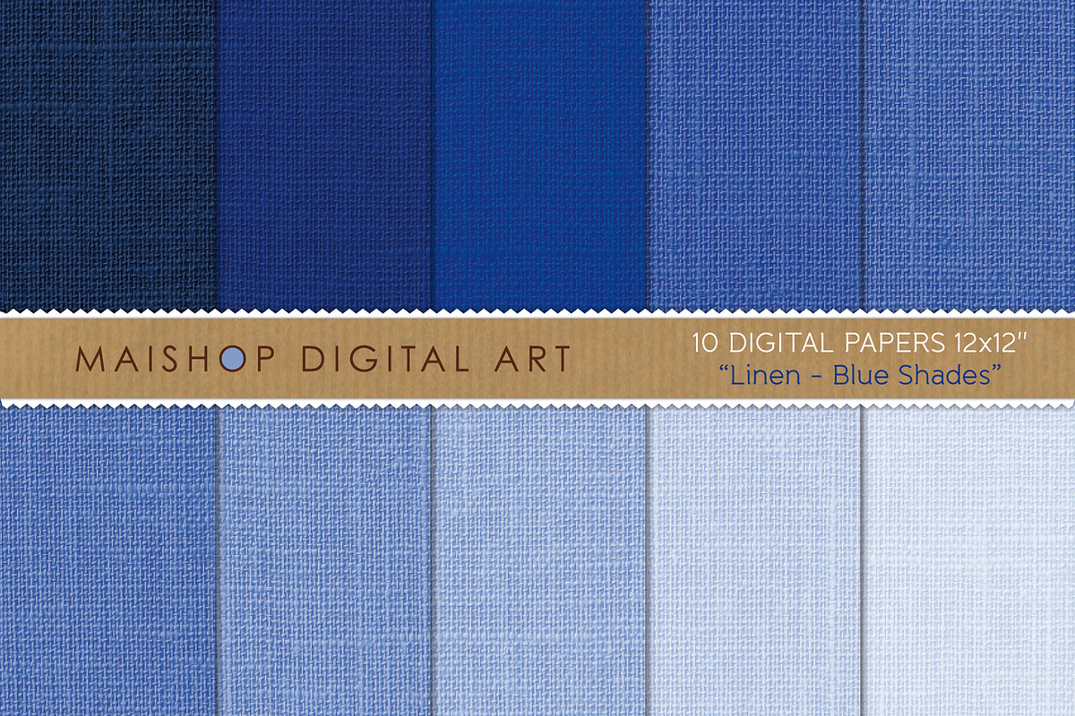 Digital Papers Linen Blue Shades in Textures - product preview 8