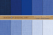 Digital Papers Linen Blue Shades