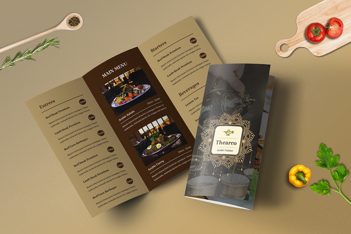 Trifold Restaurant Menu Template in Flyer Templates - product preview 8