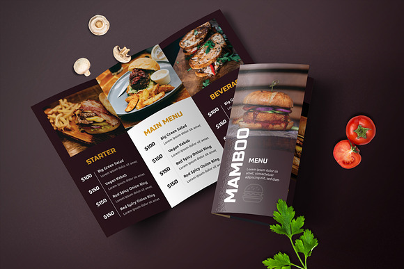 Trifold Restaurant Menu Template in Flyer Templates - product preview 2