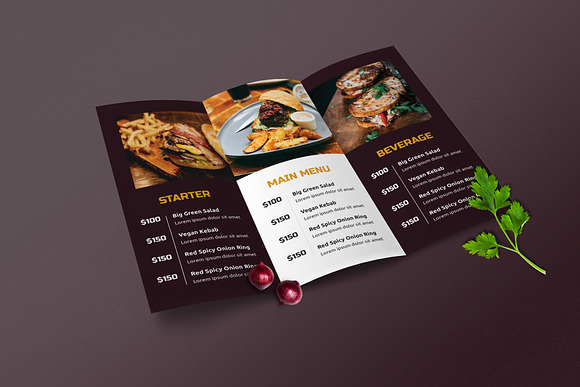 Trifold Restaurant Menu Template in Flyer Templates - product preview 3