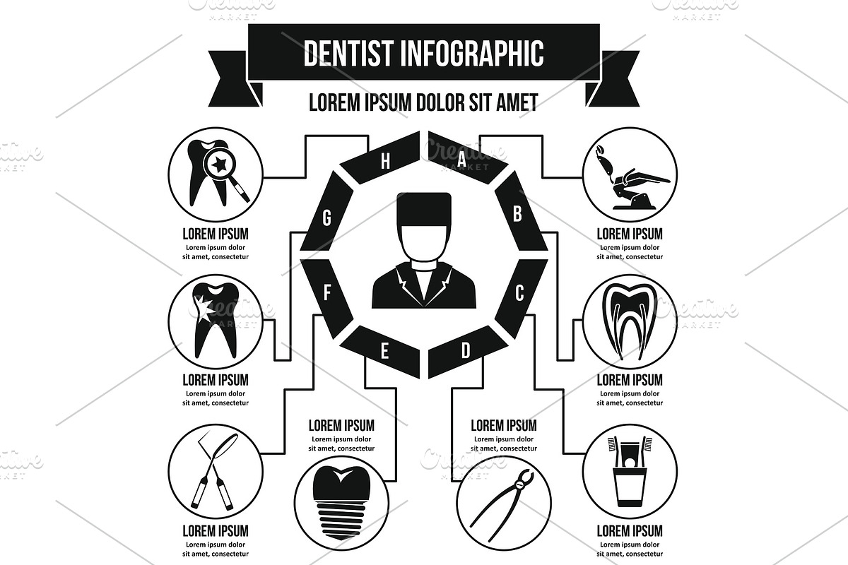 Dentist infographic concept, simple in Objects - product preview 8