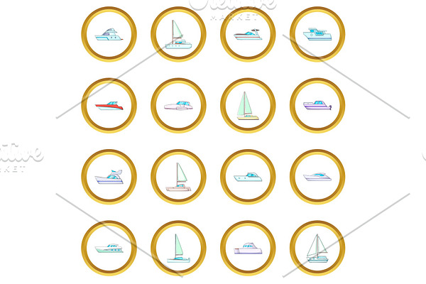 Yachts icons circle