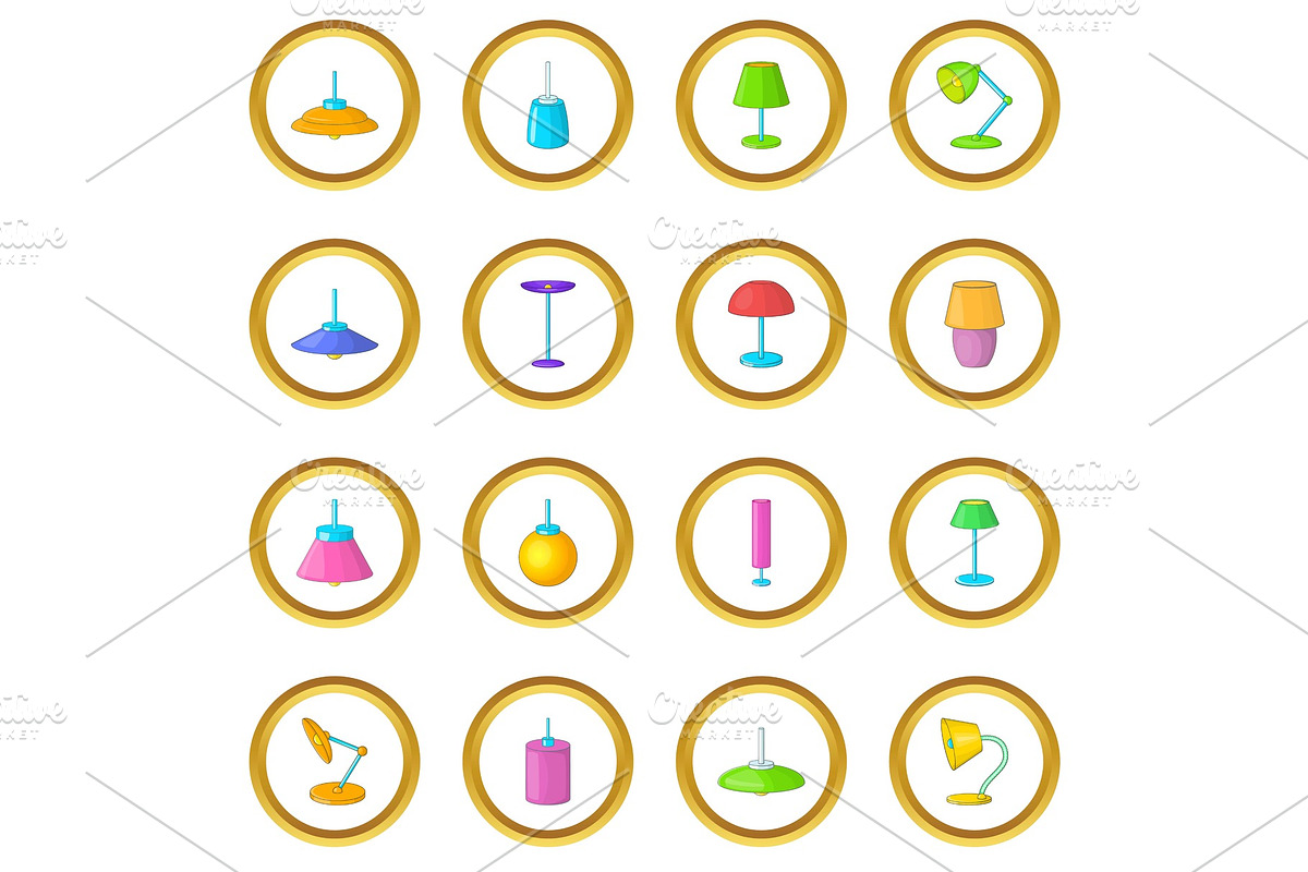 Lamp icons circle in Objects - product preview 8