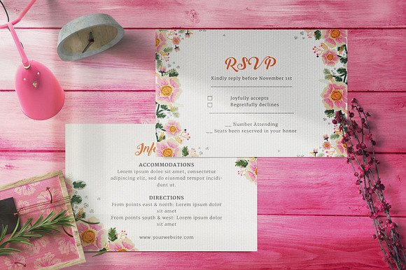 FLOWER WEDDING INVITATION SUITES in Wedding Templates - product preview 3