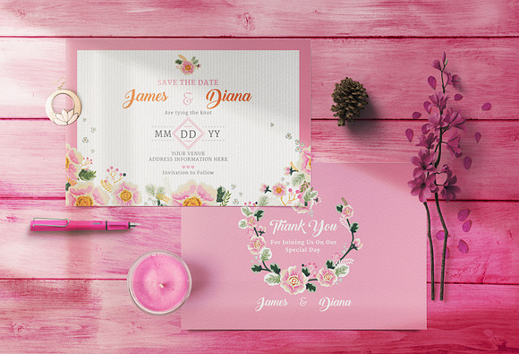 FLOWER WEDDING INVITATION SUITES in Wedding Templates - product preview 4