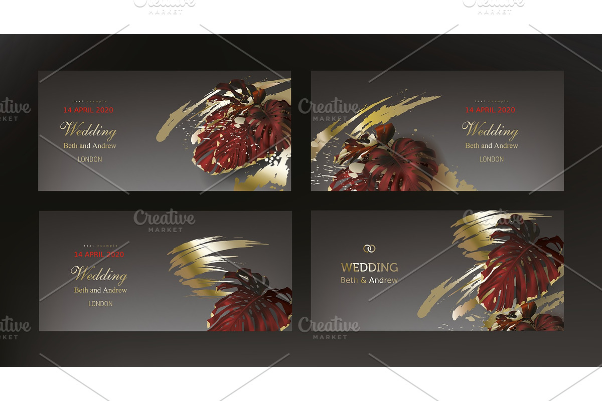 Tropical black and gold leaves on in Illustrations - product preview 8