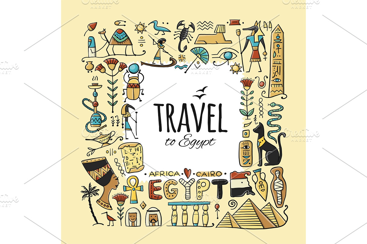 Travel to Egypt. Greeting card for in Illustrations - product preview 8