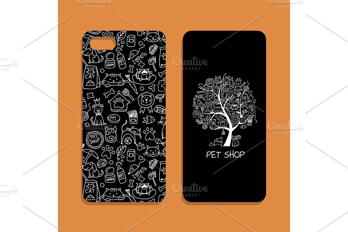 Mobile phone cover design, pet shop in Illustrations - product preview 8