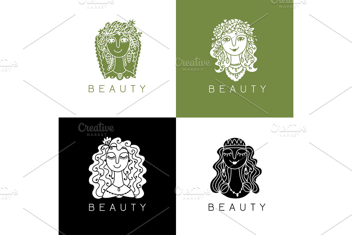 Beauty salon, spa logo. Female face in Illustrations - product preview 8