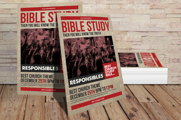 Church Bible Study Flyer in Flyer Templates - product preview 1