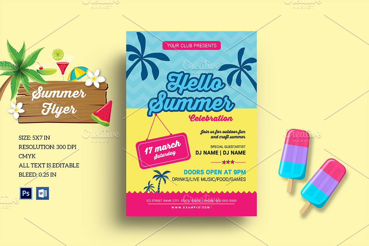 Summer Party Flyer -V1055 in Flyer Templates - product preview 8