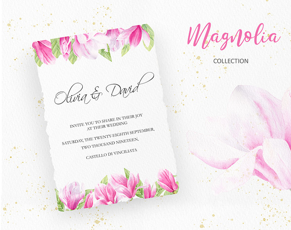 Magnolia Floral Watercolor Clipart in Illustrations - product preview 4