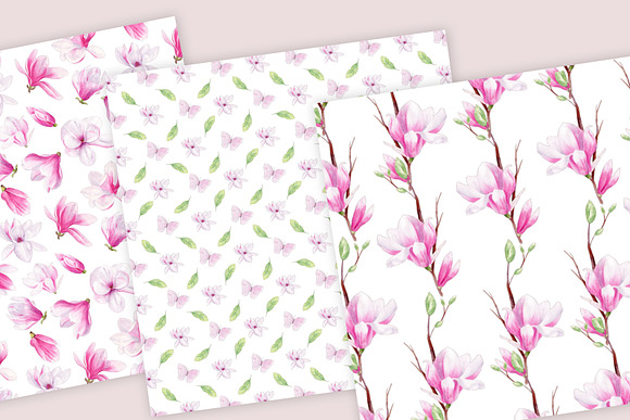 Magnolia Floral Watercolor Clipart in Illustrations - product preview 9