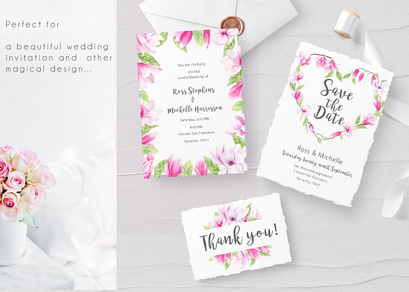 Magnolia Floral Watercolor Clipart in Illustrations - product preview 11