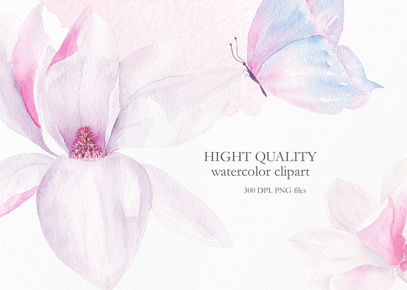 Magnolia Floral Watercolor Clipart in Illustrations - product preview 12