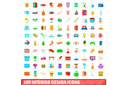 100 interior design icons set