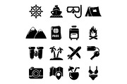 Travel summer icons set, simple