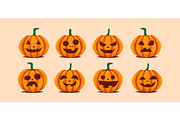Various Halloween pumpkin head with