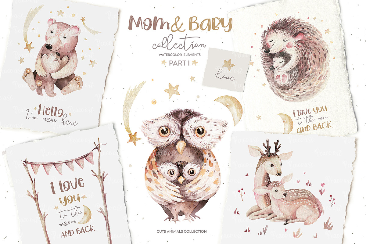 Baby & Mom cute collection in Illustrations - product preview 8