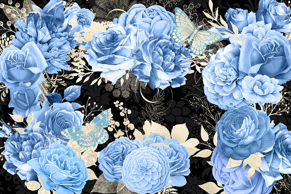 Blue and Ivory Floral Bouquets in Illustrations - product preview 1