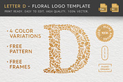Letter D - Floral Logo Template