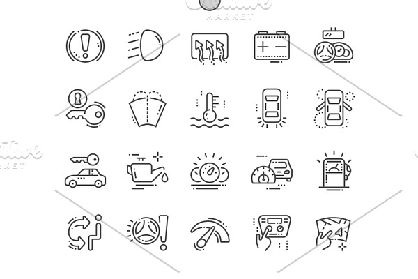 Car dashboard Line Icons