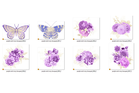 Purple and Ivory Floral Bouquets in Illustrations - product preview 2