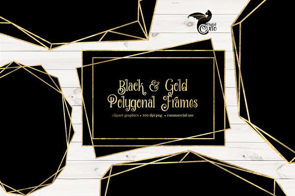 Black and Gold Polygonal Frames
