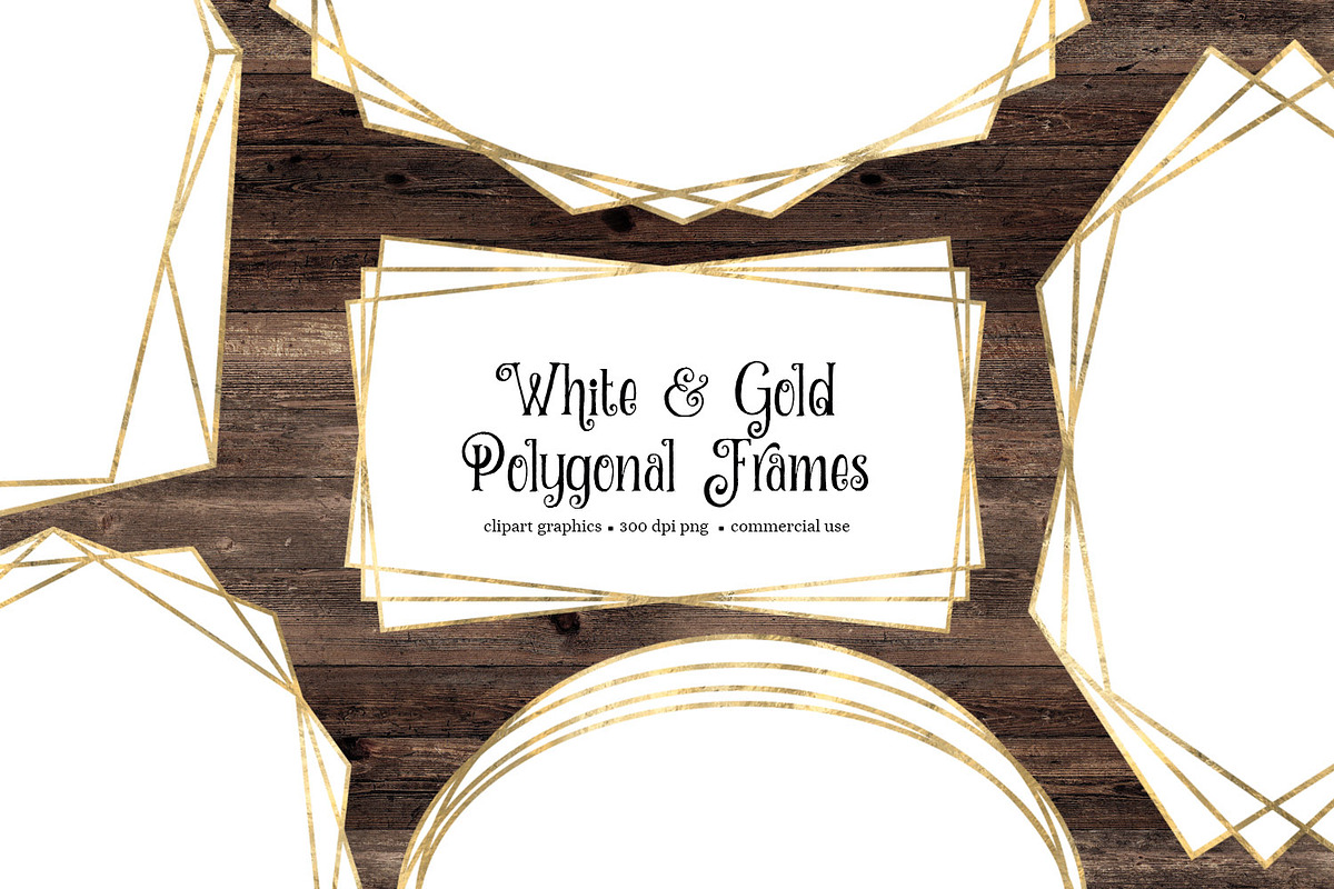 White and Gold Polygonal Frames in Objects - product preview 8