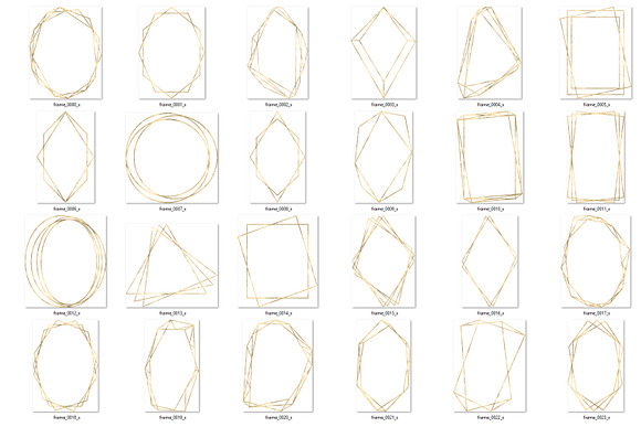 White and Gold Polygonal Frames in Objects - product preview 1