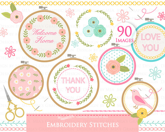 Sewing, Embroidery, Cross Stitches in Illustrations - product preview 2