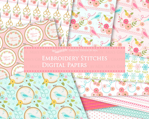 Sewing, Embroidery, Cross Stitches in Illustrations - product preview 6