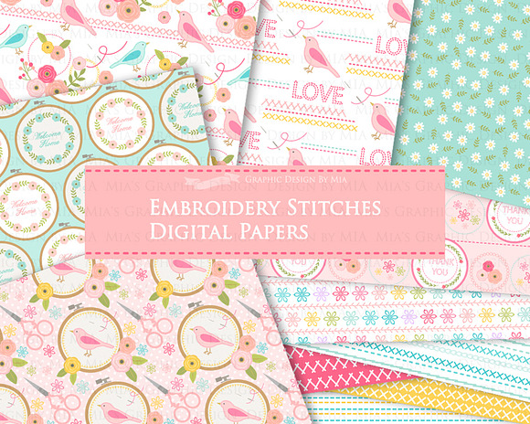 Sewing, Embroidery, Cross Stitches in Illustrations - product preview 7