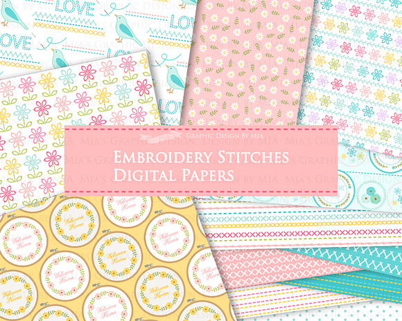 Sewing, Embroidery, Cross Stitches in Illustrations - product preview 8