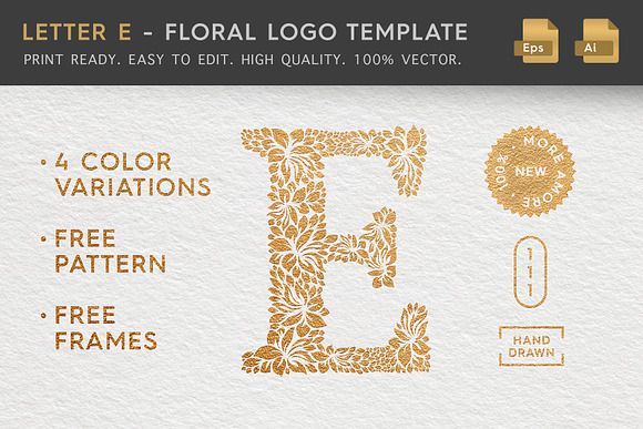 Letter E - Floral Logo Template in Logo Templates - product preview 5
