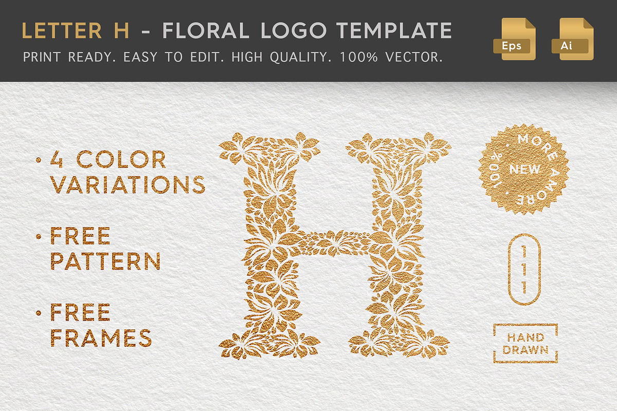 Letter H - Floral Logo Template in Logo Templates - product preview 8