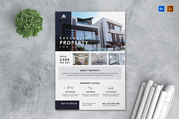 Family Residence AI and PSD Flyer 2 in Invitation Templates - product preview 1
