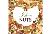 Nuts vector poster. Peanut or