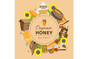 Honey cartoon colored frame with