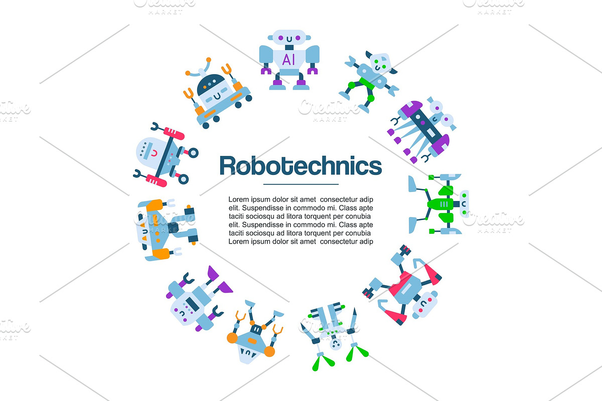 Robot toys icons vector poster in Illustrations - product preview 8