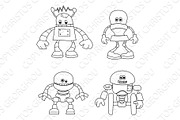 Cute Robots Kids Coloring Cartoon