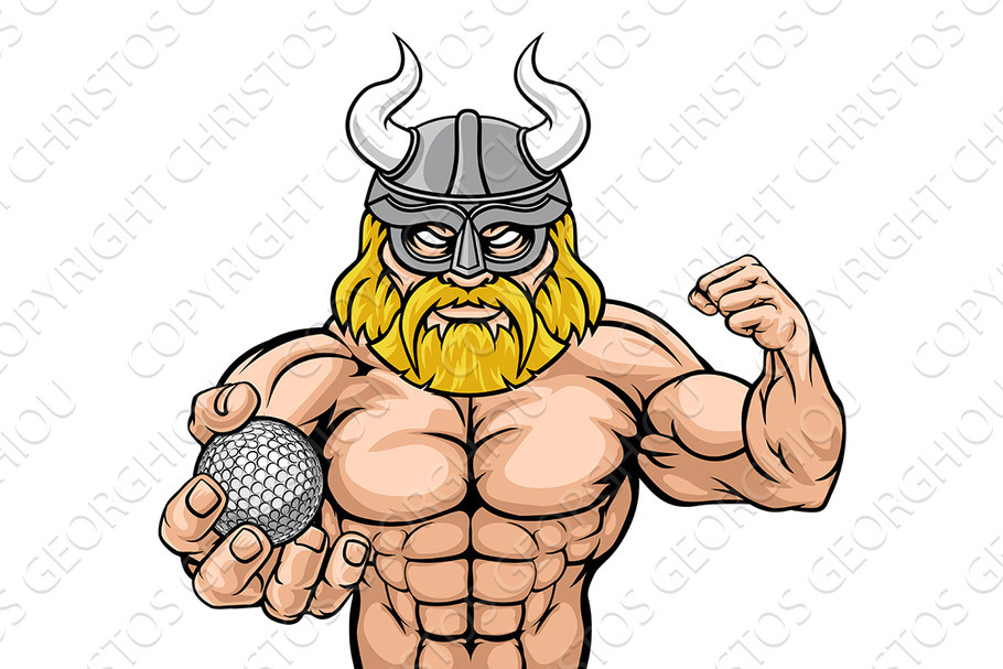 Viking Golf Sports Mascot in Illustrations - product preview 8