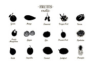 Tropical fruits icons vector