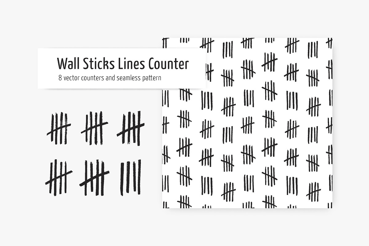 Tally marks set and seamless in Patterns - product preview 8