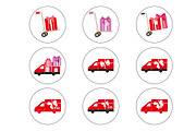 Colored icons  delivery, present