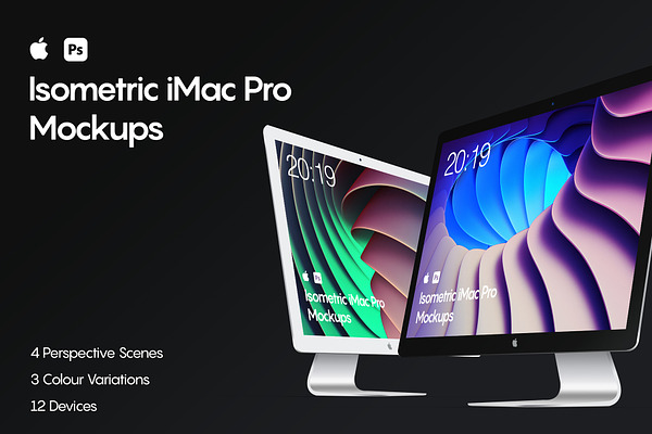 Isometric iMac Pro Mockup