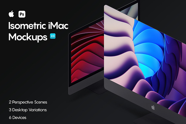 Isometric iMac Pro Mockups 2.0